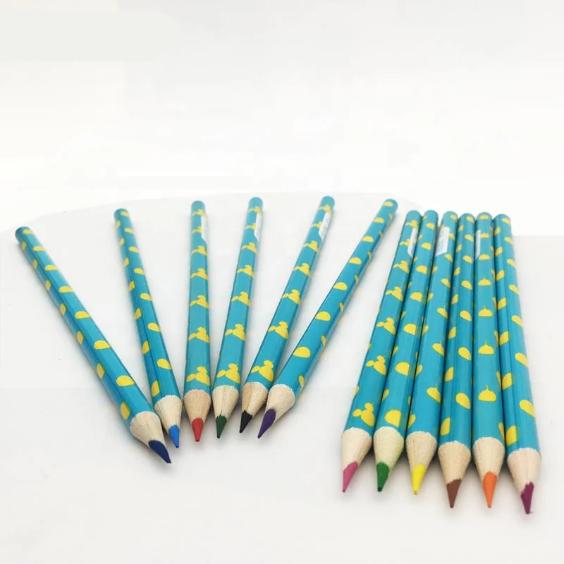 Factory Wholesale Kids Stationery Sets Cheap Cute Natural Wooden Drawing Pencil Cartoon Multi Color Pencil Sets