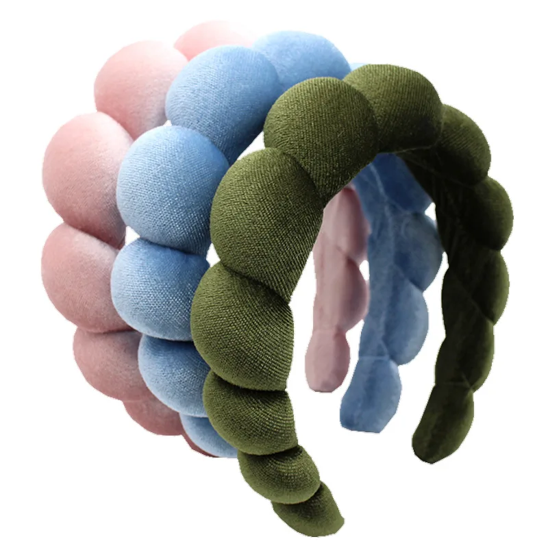 Оптовая продажа, модные женские повязки на голову CLARMER, фабричная настраиваемая ручная работа, бархатная ткань, твист, губчатая мягкая головная повязка для спа для женщин