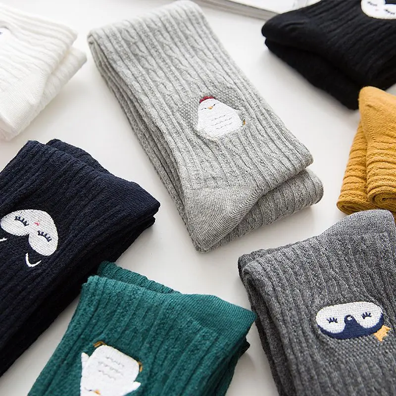 Wholesale Korean Fashion Embroidery Cartoon Animals Baby Tights Soft Cotton Best Kids Girls Pantyhose Tights