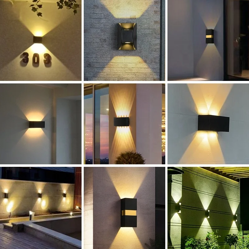 Factory Price up and Down square ABS Plastic Decoration Waterproof Outdoor Wall Light Lights Exterior