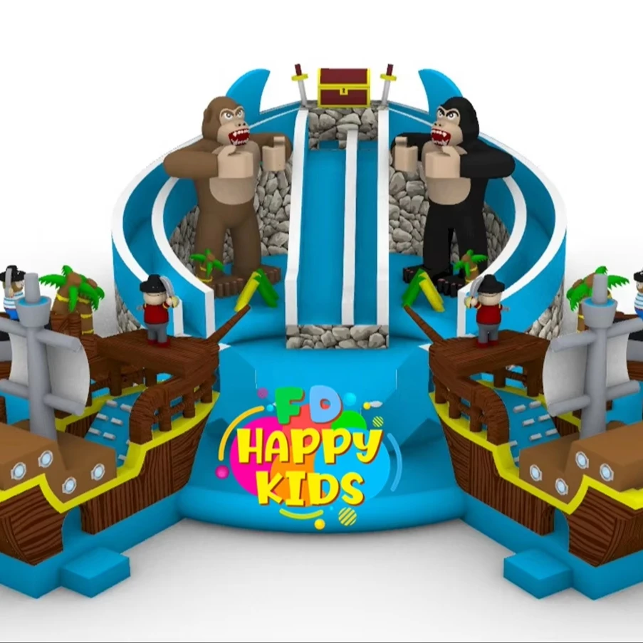 Large Water Park Outdoor Pool Slide giants Commercial Adult Inflatable Obstacle Course