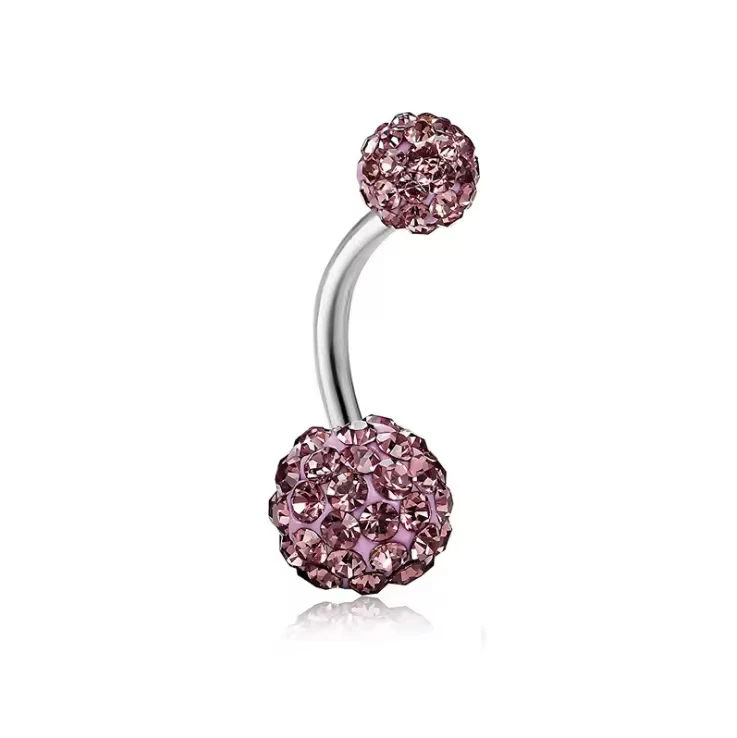 Wholesale Body Piercing Jewelry Bling Czech Crystal Navel Ring Classic Stainless Steel Belly Button Ring