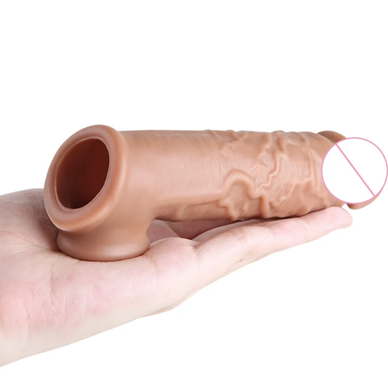 Realistic Penis Extension Cock Sleeve Reusable Silicone Penis Enlarger Delay Condoms For Men Dildo Enhancer Sex Toys