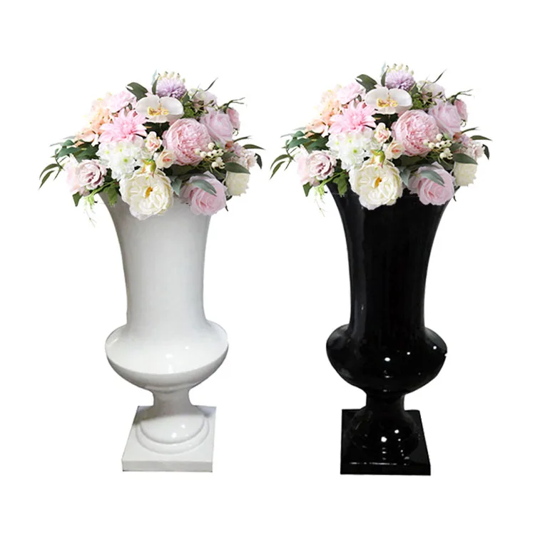 Wholesale Tall Giant White Black Art Abstract Floor Flower Vase For Home Decoration