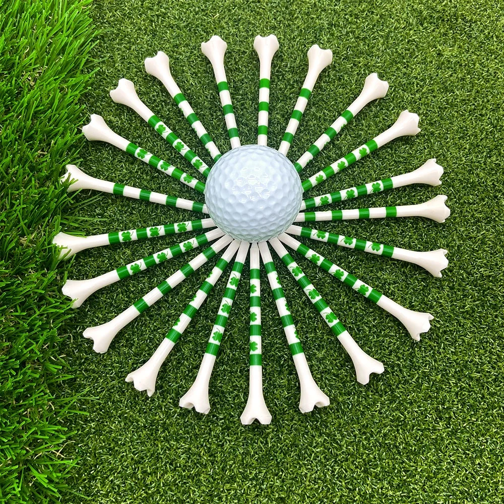 Wholesale 3 1/4 inch 83mm Four Prongs Golf Tee with Four-leaf clover Printing Golf Ball Holder Golf Training Practice tees