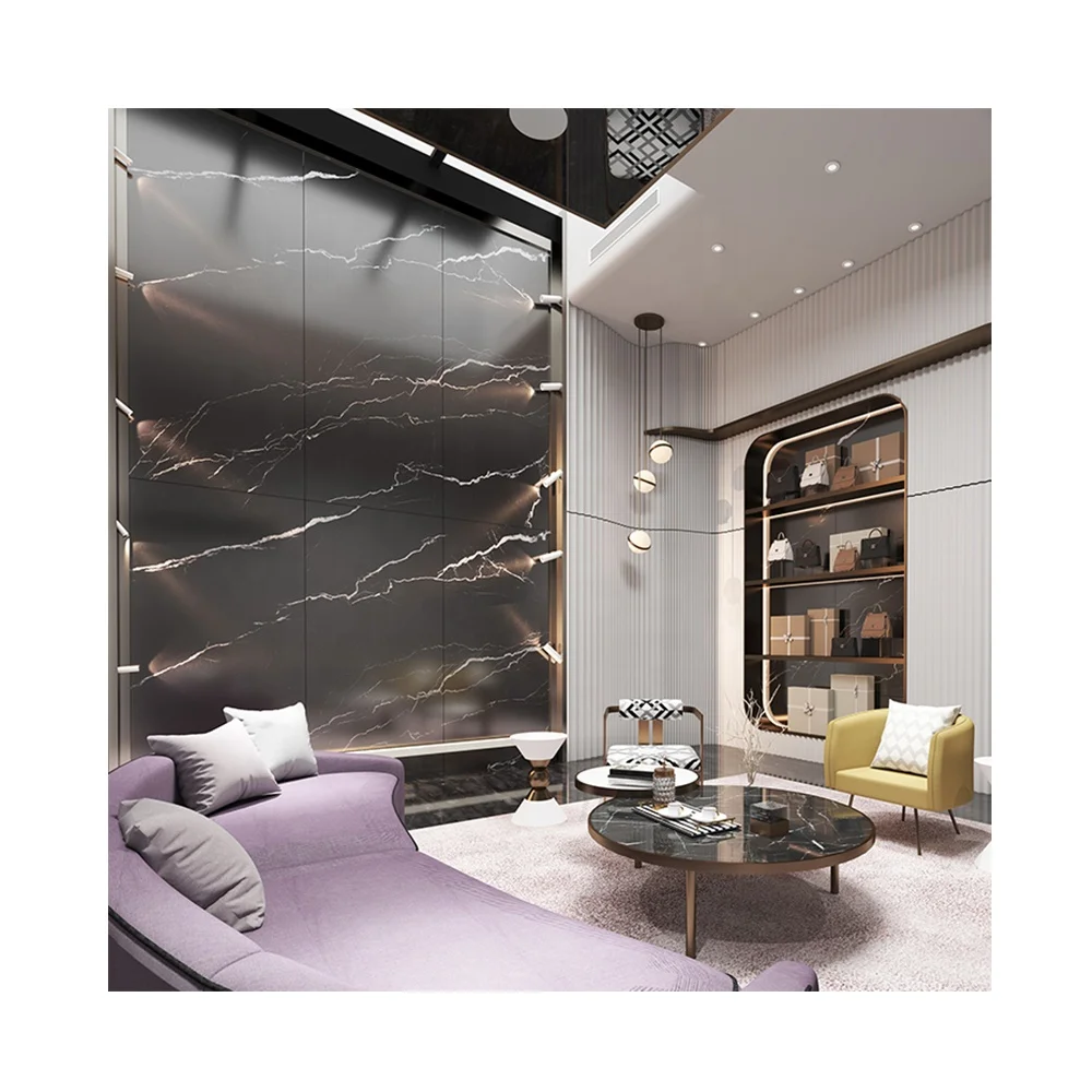 1200x2700mm porcelain slab black porcelain slab engineered big slabs 6mm thin sintered stone