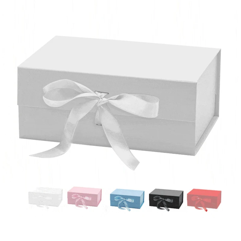 Factory Custom white boxes gift boxes 8x8x4 inches hard cardboard collapsible cosmetic rigid paper gift boxes