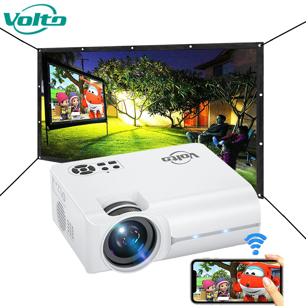 VoltoNew Design 1080P LCD 9500 Lumens Full HD Home Theater Video LED Portable Projector for Movie Education Projector