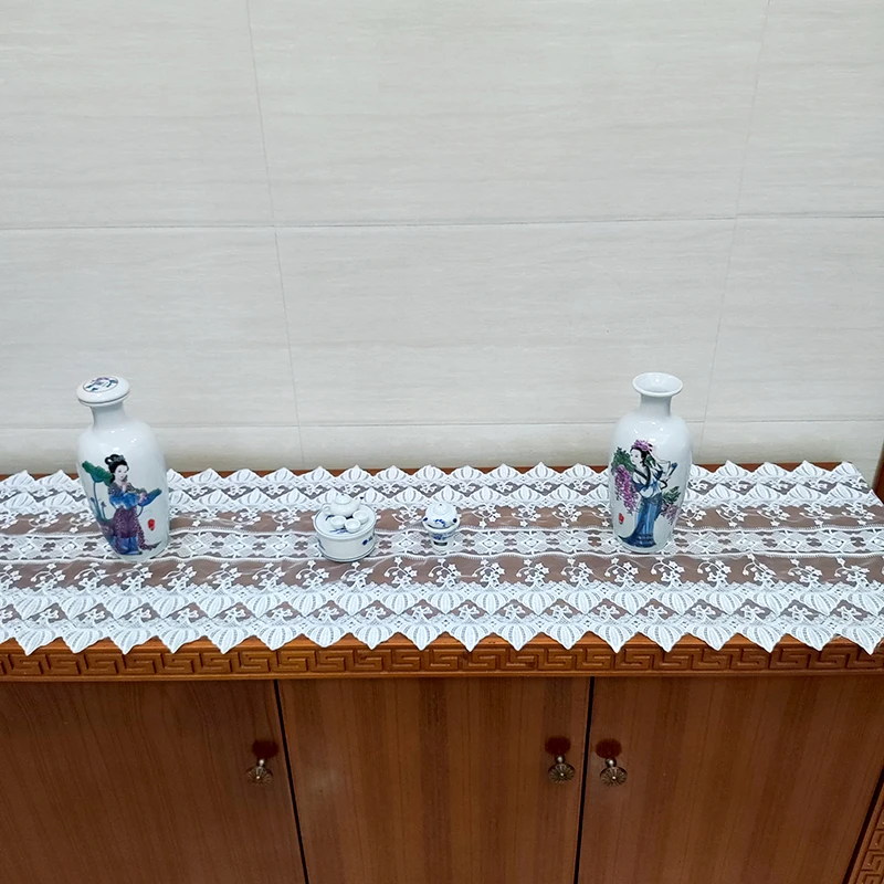 Embroidery tablecloth long lace hollow out cushion modern contracted style white