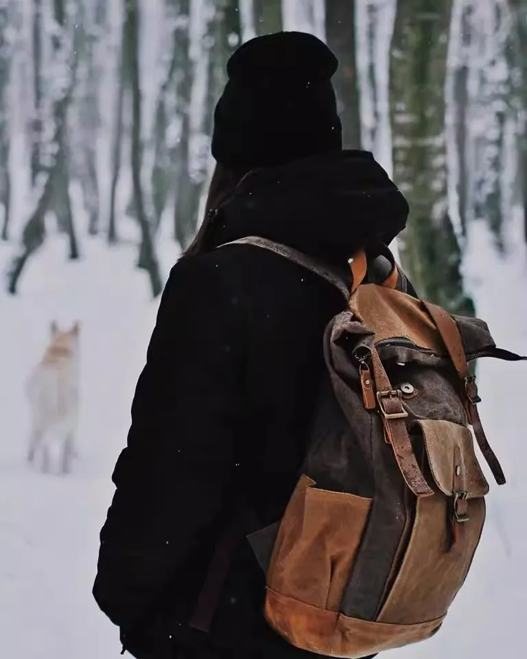 Retro Batik Canvas Waterproof Travel Hiking Rucksack Large Capacity Leisure Shoulder Bag Computer Backpacks