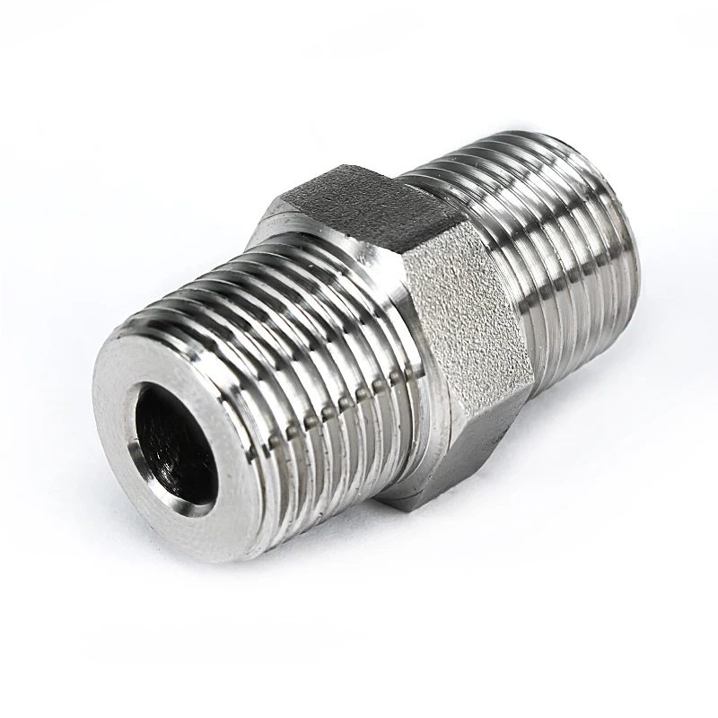 Duisi Stainless Steel 304/316 Double Male Thread Connector,Hex NPT Joint