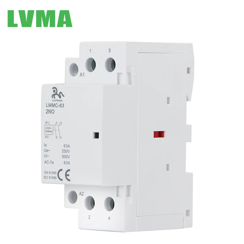 Контактор LVMA 220 В 40 А 63 бытовой контактор ручная цена 2NO Магнитная электрическая нормально Закрытая 4no 2no2nc Din-рейка