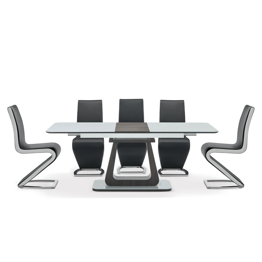 Extendable Modern Dining Room Set Kitchen Table Tempered glass Space-Saving Dinner tables