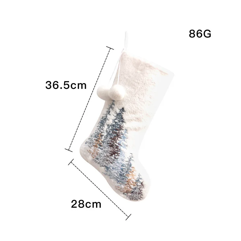 Hot Sell Ivory White Xmas Sock Knit Gift Christmas Stocking for home decorations