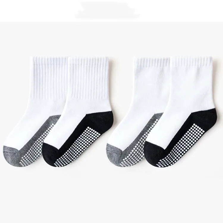 HY-1474 New 2023 design black grey Anti slip School Socks Kids Baby Cotton Child white Sock for 1-12 Years