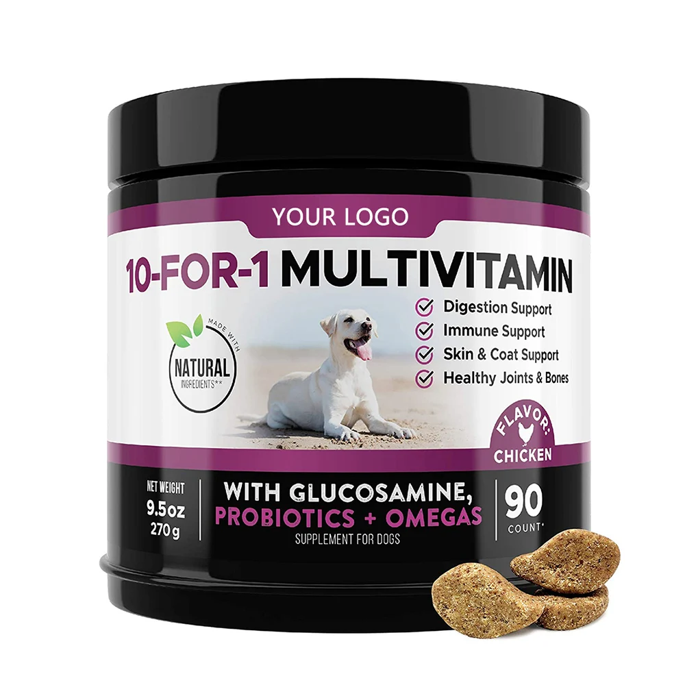 Multivitamin Glucosamine Chondroitin MSM Omega Fish Oil Probiotics Dog Hip and Joint Supplement