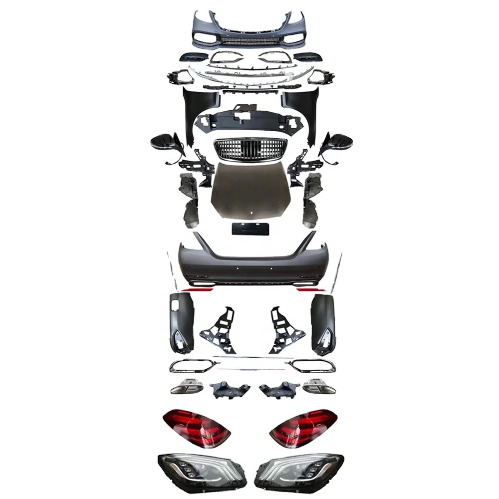 Body kit for Mercedes Benz old S CLASS w221  front rear bumper side skirts and fenders facelift upgrade to W222 Maybach