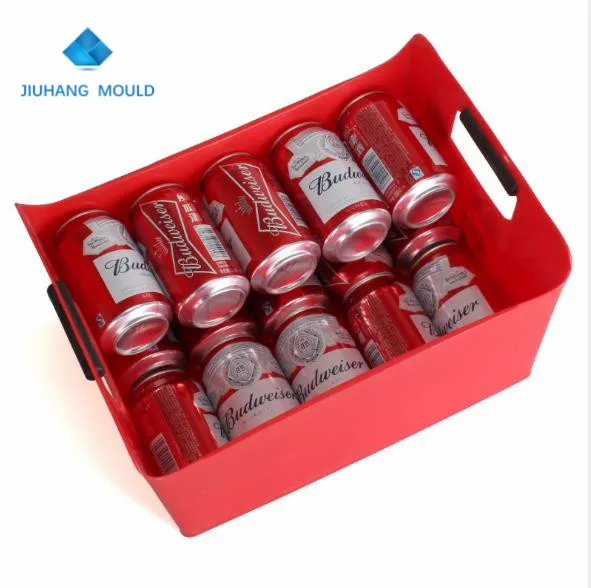 Custom printed logo 9L V-shaped beer box square beer barrel plastic champagne ice bucket with two side handle