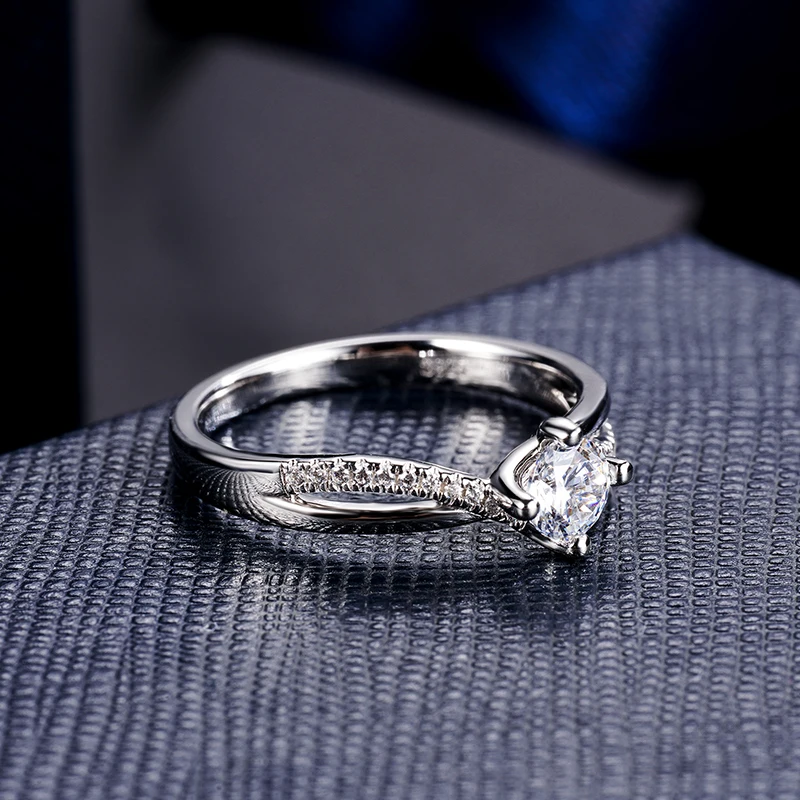 Hot Sale White Gold Filled 925 Sterling Silver Rings With Stones Women Engagement Wedding Ring