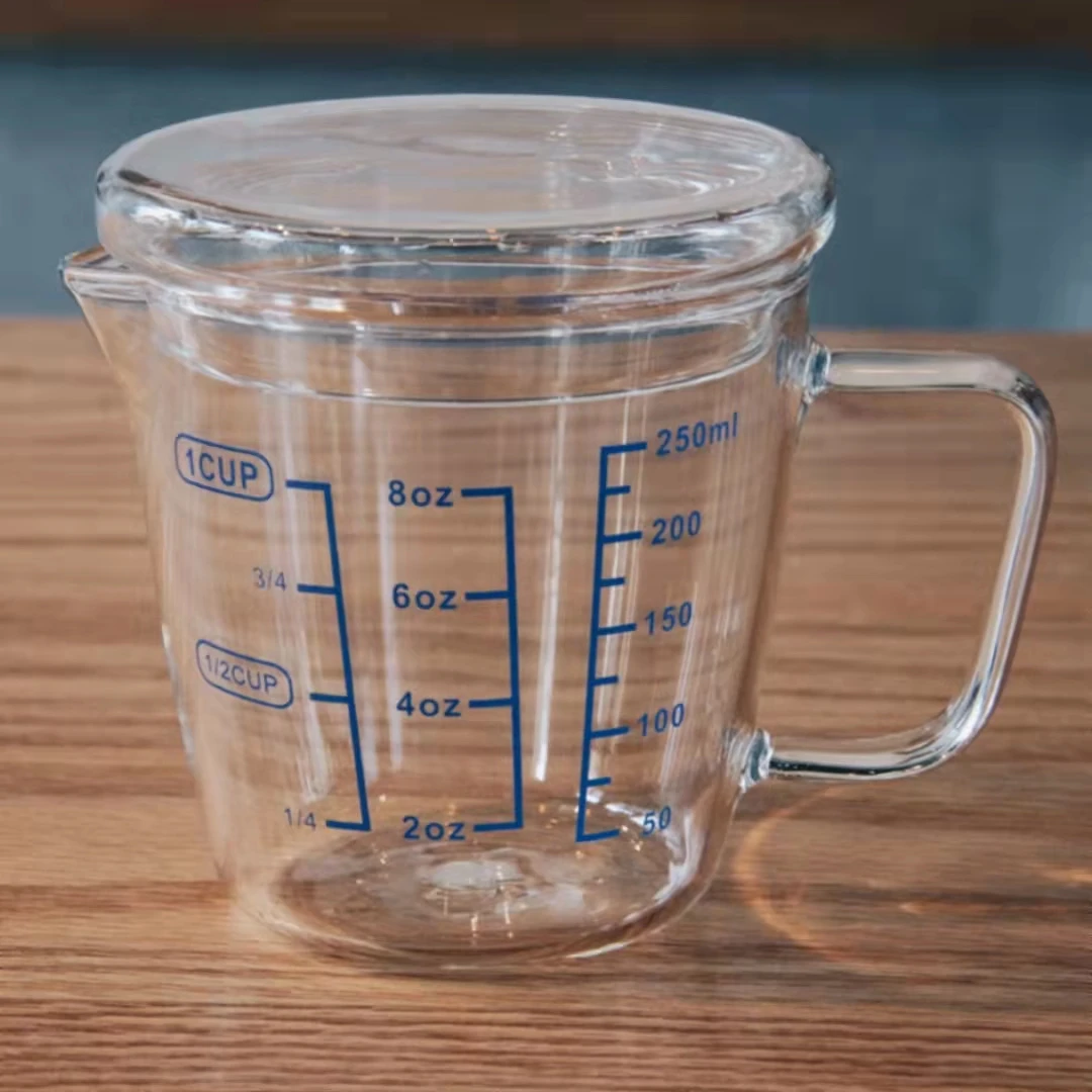 Кухонный лабораторный прозрачный стеклянный стакан измерительный стакан стеклянные мерные кружки стакан стекло с крышкой