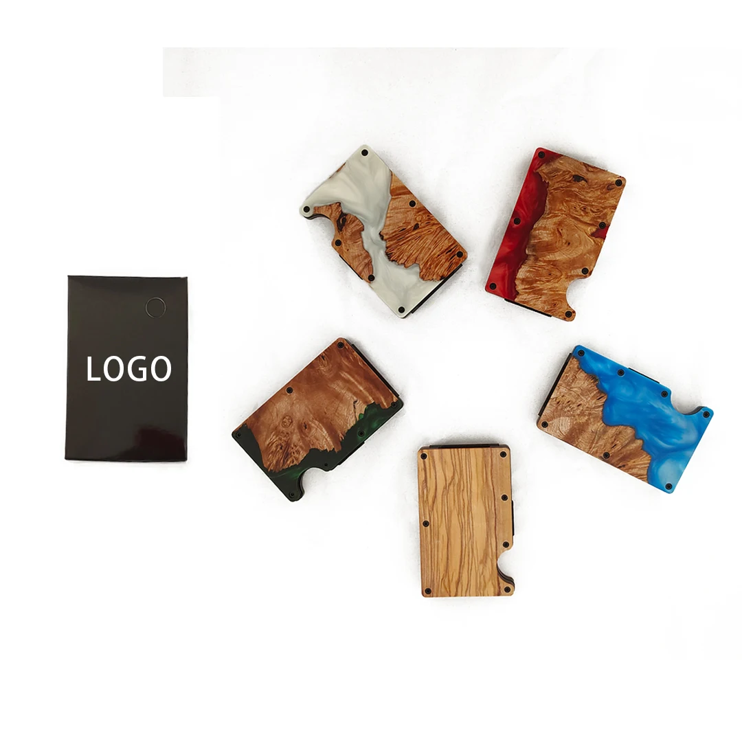 Slim Wood-Resin Wallet with Money Clip - RFID Blocking Modern Credit Card ID Holder