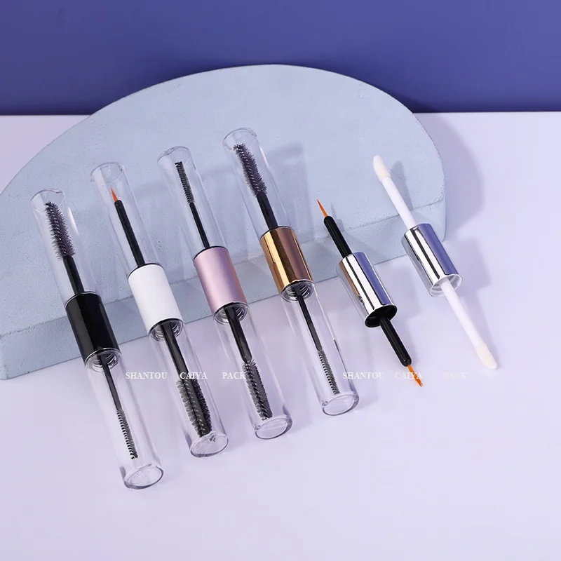 Cosmetics bottle wholesale 2 in 1 double dual end empty round eyebrow essential oil tubes eyeliner mascara container packaging