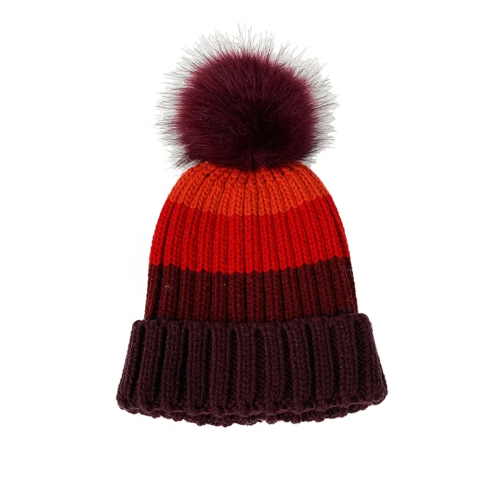 
Hot selling Good Quality knit hat pom pom beanie extra large pom knitted winter beanie hats 