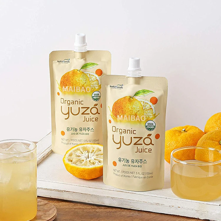 Custom Logo 250ml 350ml 500ml Korean Standup Drink Pouches With Spout Liquid Packaging Beverage Soft Drink Fruit Juice Spout Bag