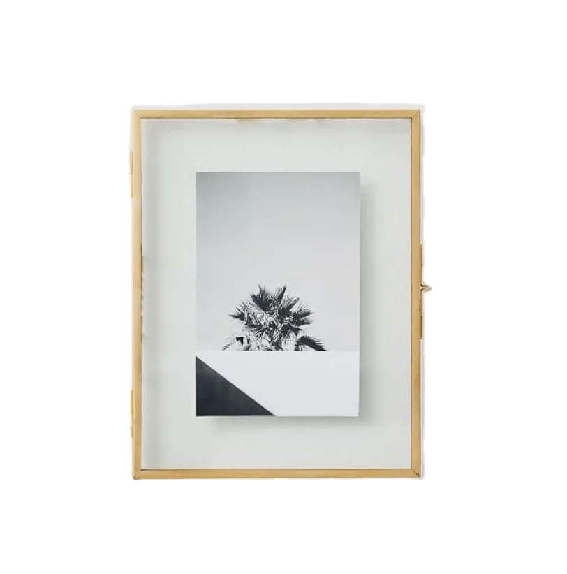 Customized gold metal framed floating photo frame