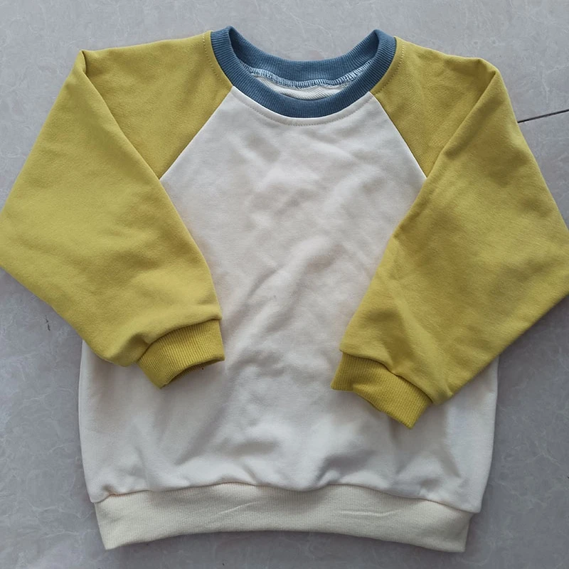 Infant Baby Contrast Sleeve Sweatshirt Color Block Oversize Top Kids Boys Jumper Sweater Casual Cotton Children 