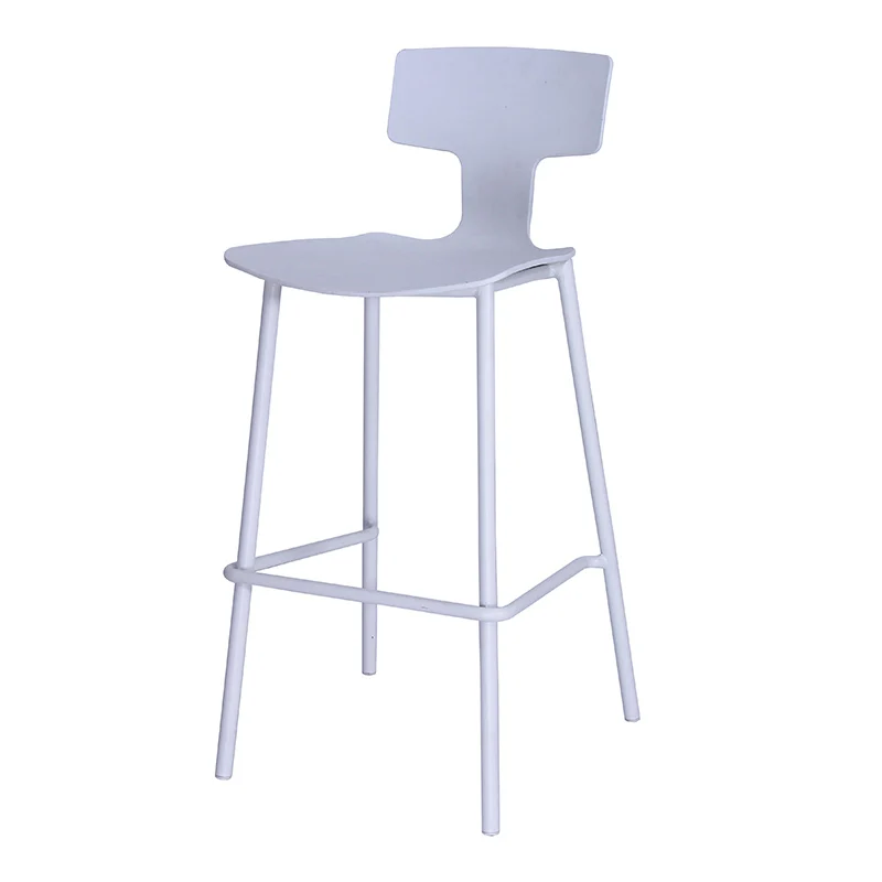 High quality Home Bar Furniture T shape White PP Seat Metal Leg Bar Chair