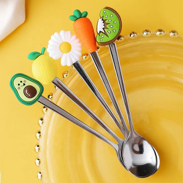 
Stainless Steel Cute fruit shape Coffee Spoons Fruit Dessert Fork Candy Tea Spoon Drink Tableware Flatware set 