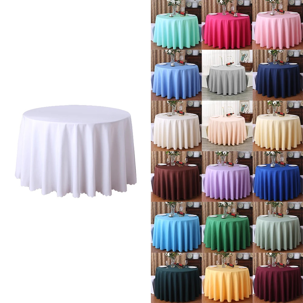china wholesale tablecloths simple style white pvc fabric round 120 inch  table cloth for wedding and home usin