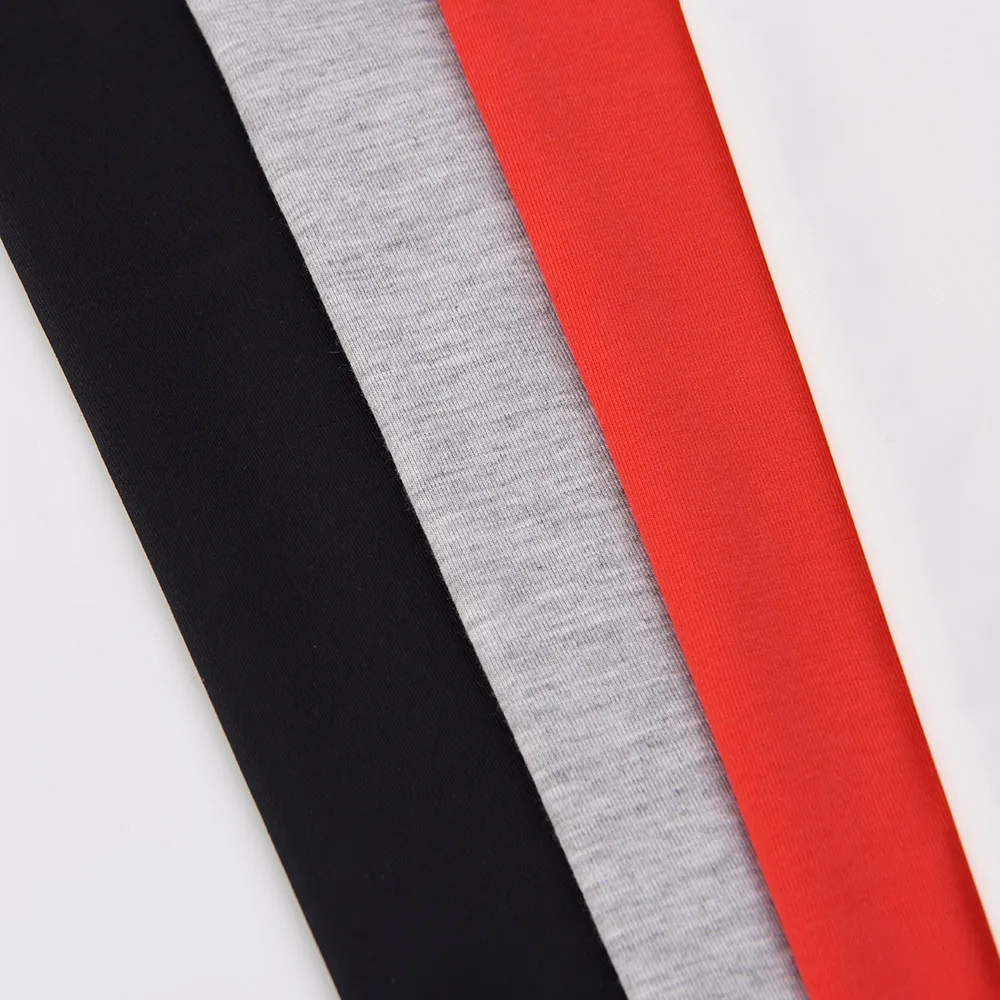 
High Stretch Breathable 95% Cotton 5% Spandex Knitted Fabric Single Jersey Fabric for Sportswear/ T-shirts/ Women Dress 