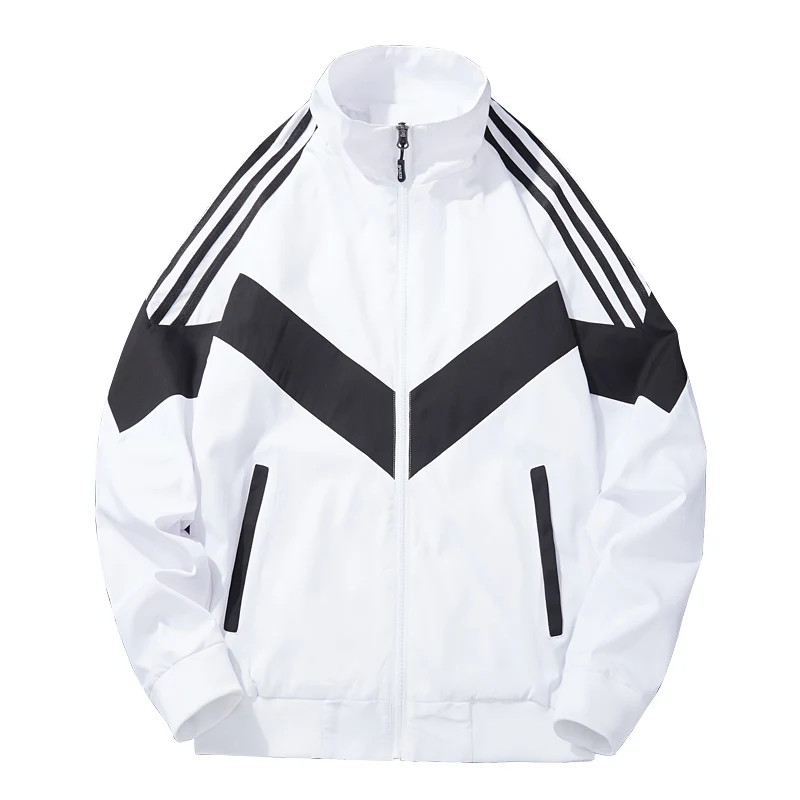 
Male Casual Baseball Jacket Mens Sports Windbreaker Jacket Autumn Personality Stripe Stitching Contrast Sports Jacket For Men 