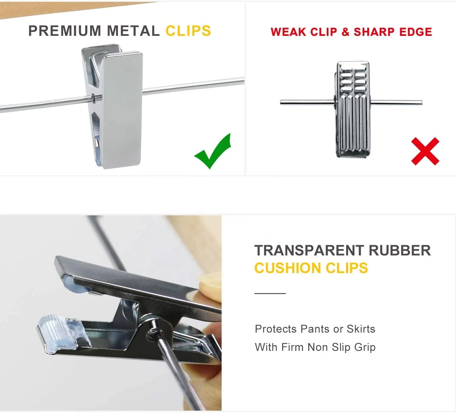 Plasticpants Skirt Hangers for Kiblackbplasticer Children Clothes Hangers Luxury Carton with Extra Thick Chrome Clips Natural