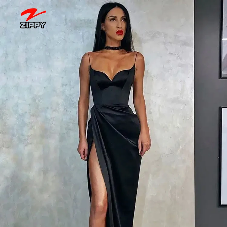 summer sleeveless V neck High Slits Gown Party Ladies Draped Corset Wedding Dresses Woman Elegant Evening Dress