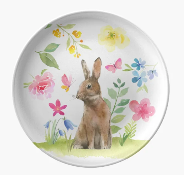 Nordic Style Round Square Egg Easter Ceramic Plates with Rabbit Holiday Dinnerware Porcelain Plates pink marble dish set