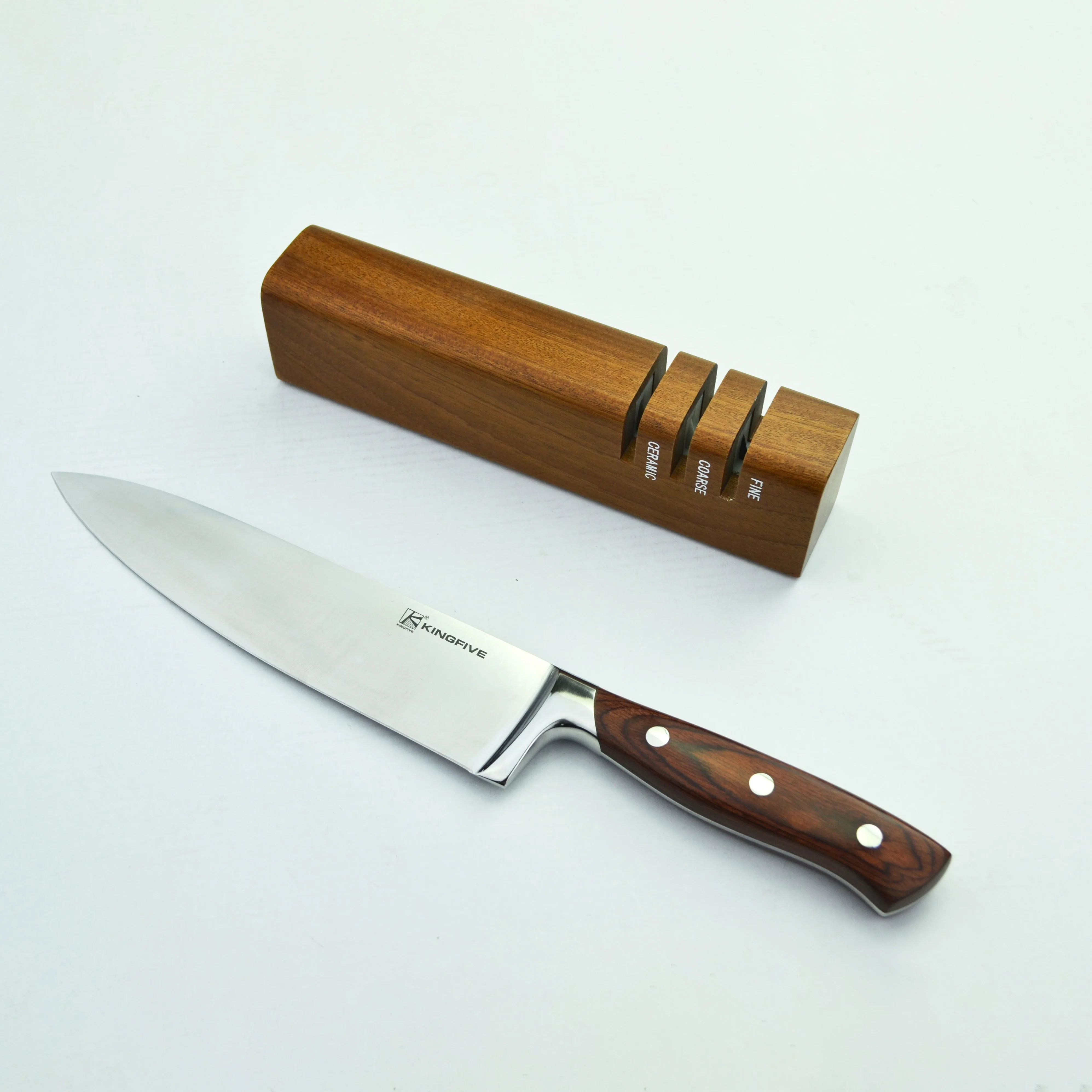 Chinese Ash 3-Section Knife Sharpener Kitchen Accessories Stainless Steel Handheld Knife Sharpener Tools