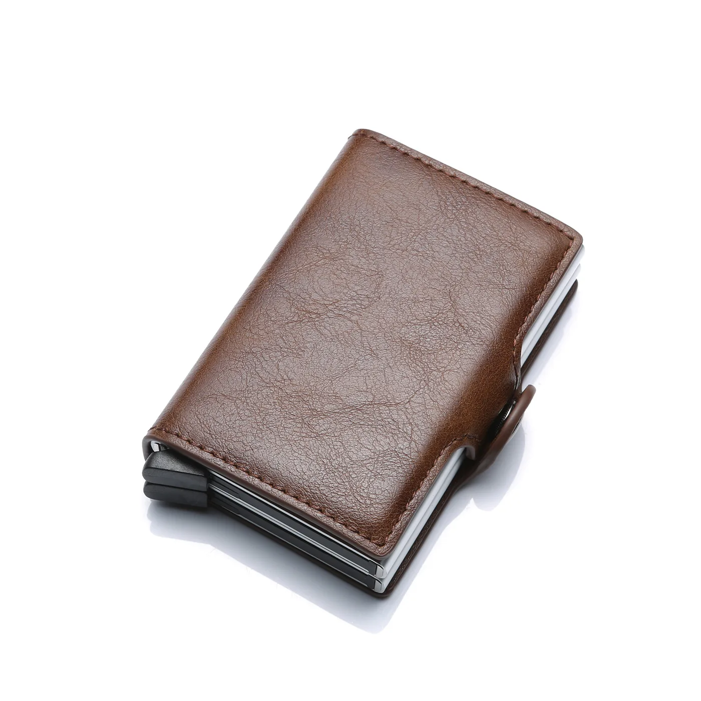  Amazon Spot Wholesale Mens Credit Card Holder Rfid Blocking Slim Wallet Vintage Double Case Aluminum Alloy