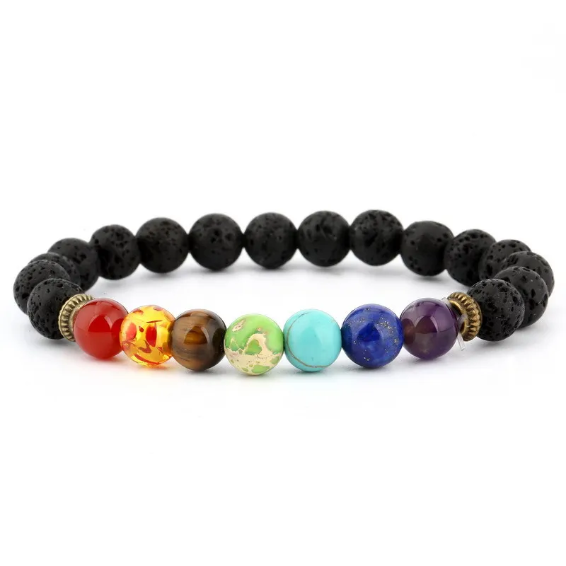 Здоровье 7 чакр лечебный камень браслет эластичная Йога мала бусины медитация ST052