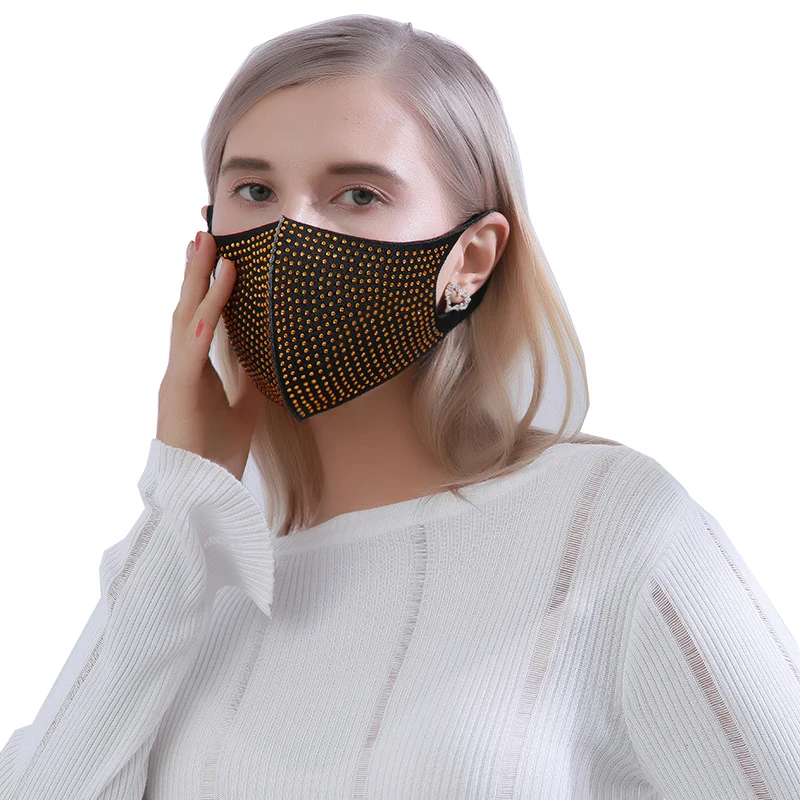 
Wholesale Newest design cotton Face Cover adults unisex personalized sparkling crystal facemask 