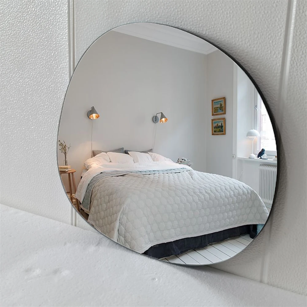 wholesale Antique hollywood living room decor big frameless asymmetrical hanging wall irregular for Bathroom Bedroom mirror