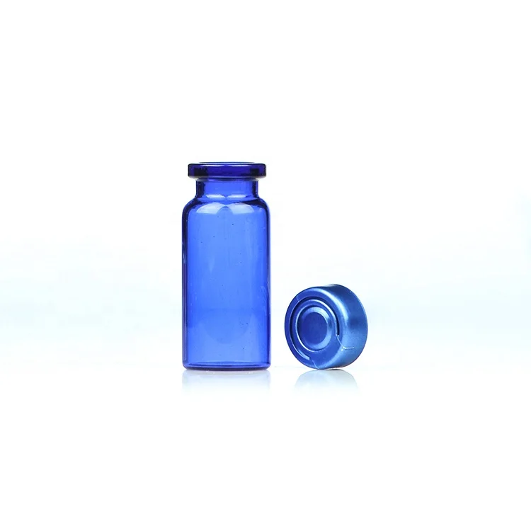 Custom sample size blue medical glass reagent bottle for liquid