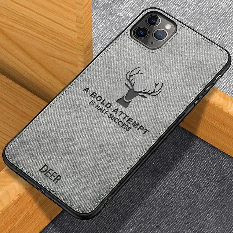 Shockproof Cover for iPhone 12 Pro Max Mini 13 11 7 8 Plus 6 6s Silicone Fabric Deer Cloth Case For For iPhone XS X XR SE 2020