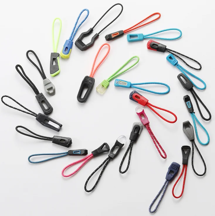 Clothing Plastic Zipper Sliders Silicone Non Lock Handle Tail String Pull Painted