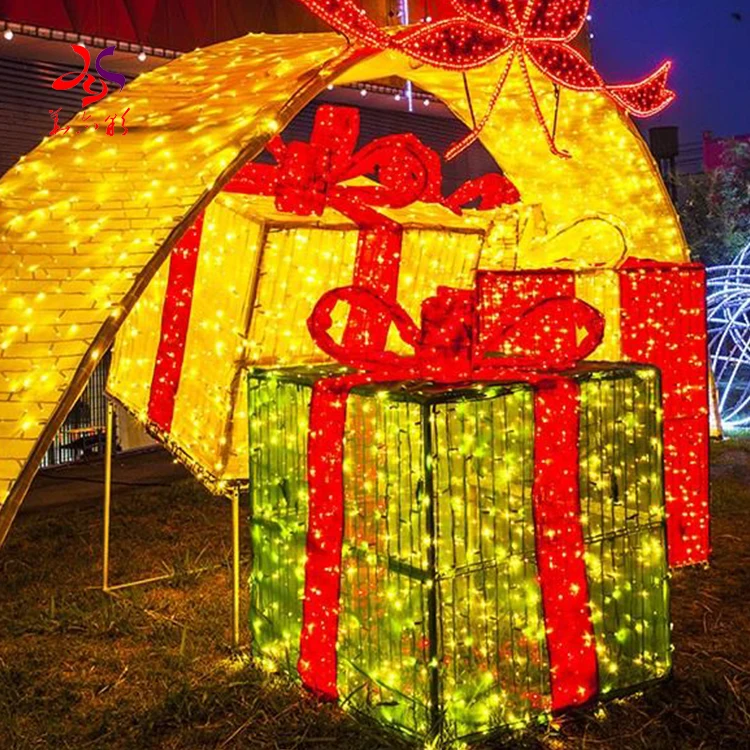 20 Years Manufacturer high quality outdoor decor 3D motif gift box lights