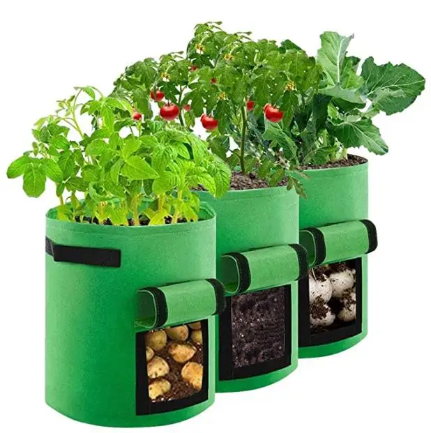 Cheap gardening bags grow garden fabric pots flower cotton bag for potted plants