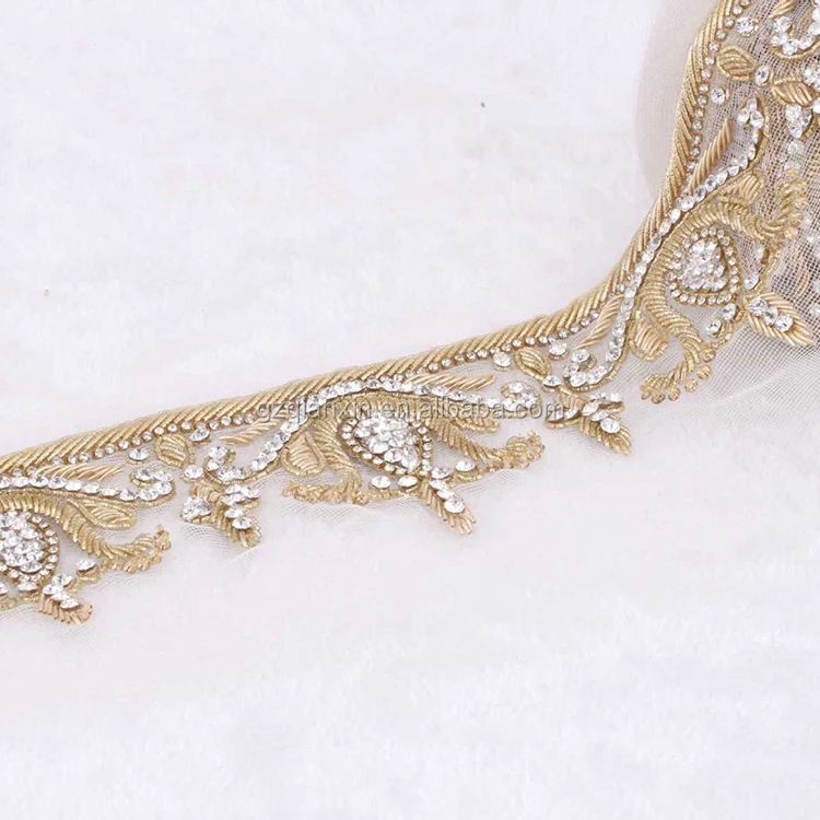 Zardosi Embroidery Bridal Gold Bead Metal Lace Trim