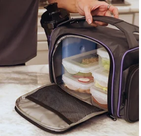 Amazon Best Selling Insulated Lunch Fitness with 6 Food Portion Control Containers  Meal Prep Bag